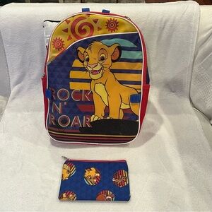 Disney Lion King Backpack and Pencil Pouch Simba Rock N Roar